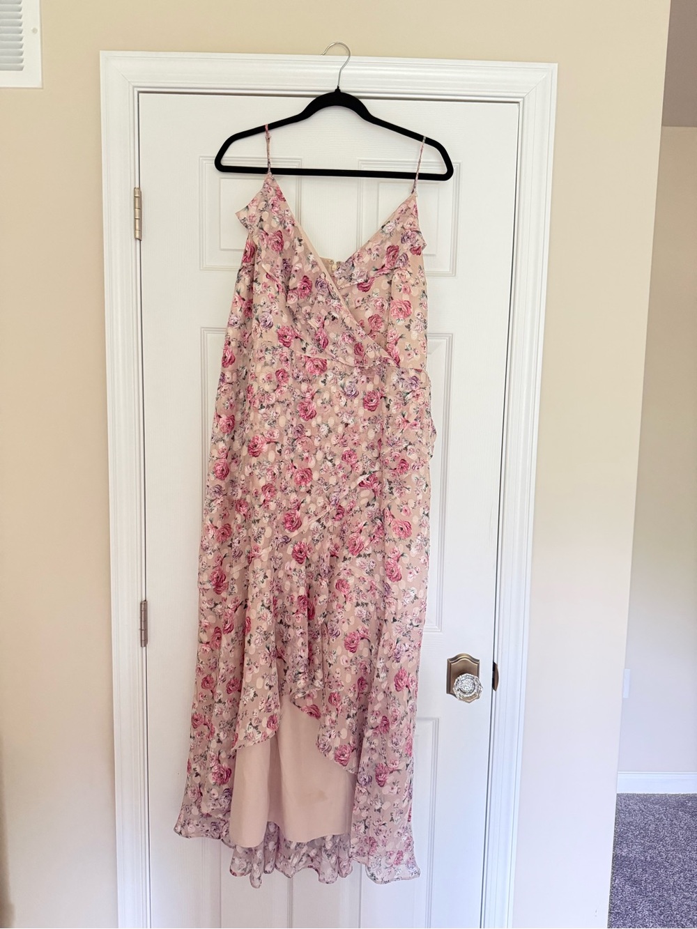 EXPRESS Floral Slip Dress with Ruffle Hem